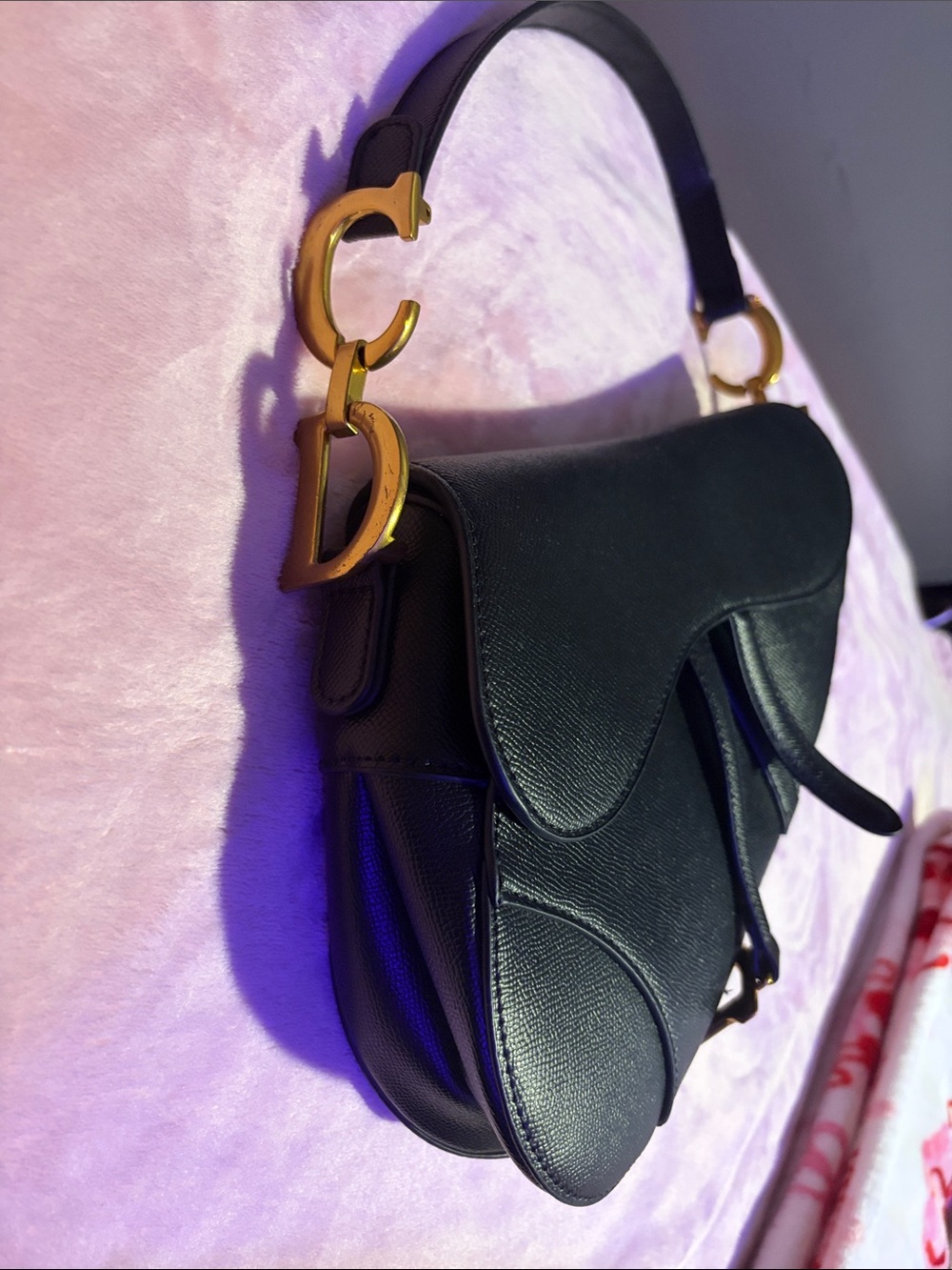 Dior Black Saddle Shoulder Bag with Gold Hardware - Picture 3 of 7